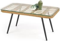Стол журнальный Halmar Gardena (металл окрашенный, стекло-ротанг-натуральный,  черный (Halmar ) ) в Анапе от производителя 