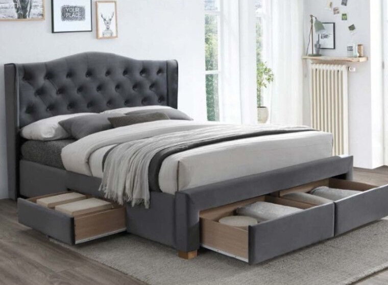 Фото Кровать двуспальная Signal Aspen velvet bluvel II (СМ 160х200) c ортопедическим основанием от производителя Signal в Анапе по цене 99 730 ₽