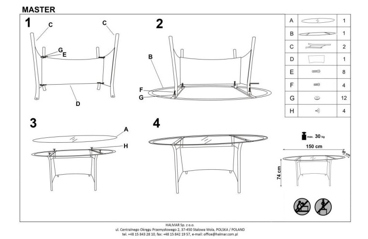 Фото Стол обеденный Halmar Master от производителя Halmar  в Анапе по цене 23 260 ₽