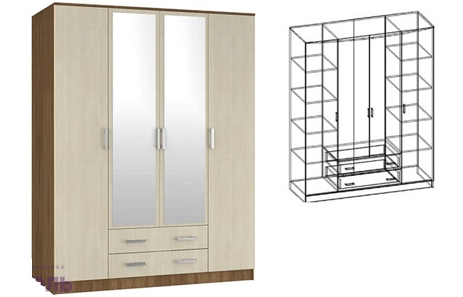 Фото Шкаф Светлана (168) четырехдверный от производителя Мебель Маркет в Анапе по цене 34 440 ₽
