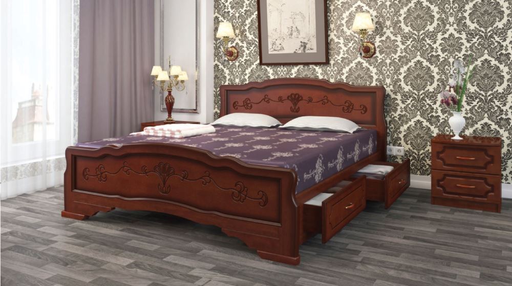 Фото Кровать односпальная Карина-6 (СМ 90х200) с выдвижными ящиками, без основания с универсальными царга от производителя Браво-мебель в Анапе по цене 26&nbsp;220 ₽