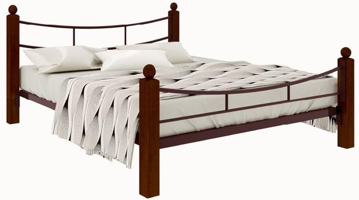 Кровать двуспальная София Lux Plus (СМ 160х200) трубка металл ( 160х200 , металл/дерево , медная шагрень , без подъемного мех. , без ящиков , без матраса (Милсон) )