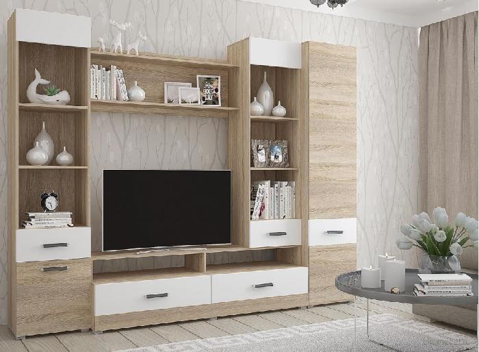 Стенка Париж (сонома, сонома-белый софт,(Горизонт))