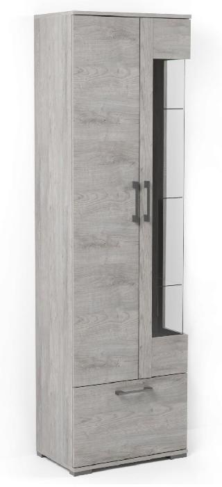 Пенал со стеклом Денвер Д-3 (риббек серый, риббек серый (СБК) )