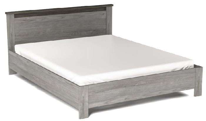 Кровать двуспальная Денвер Люкс (СМ 160х200) без основания ( 160х200 , ЛДСП , риббек серый-камень темный , без подъемного мех. , без ящиков , без матраса (СБК) )