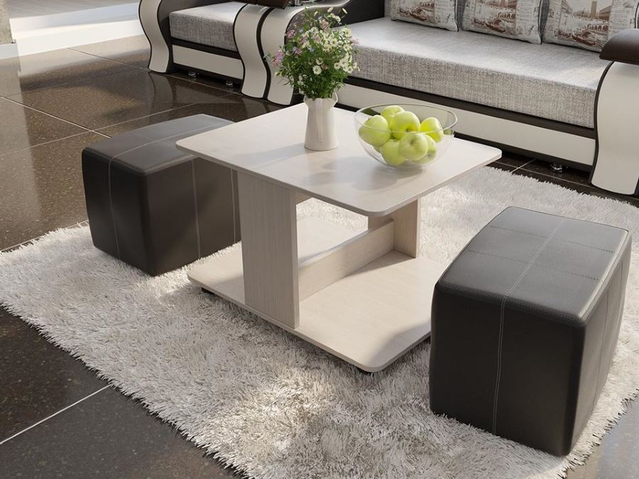 Фото Стол журнальный Капри с пуфиками от производителя ТриЯ в Анапе по цене 9&nbsp;160 ₽