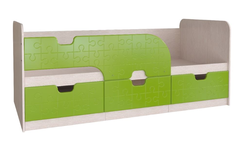 Кровать детская Минима (СМ 80х186) ( 80х186 , ЛДСП/МДФ , дуб атланта/лайм , без подъемного мех. , ящики в комплекте , без матраса (БТС) ) в Анапе от производителя 