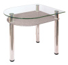 Стол обеденный 4.4 с полкой  (металл-хром, стекло-серый камень (Мебель из стекла) )